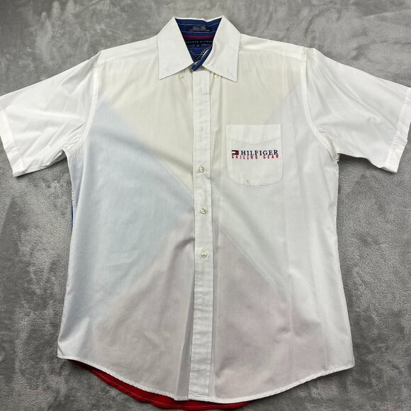 Vintage Tommy Hilfiger Sailing Gear Short Sleeve Button Down Shirt Men's Medium - Picture 2 of 11